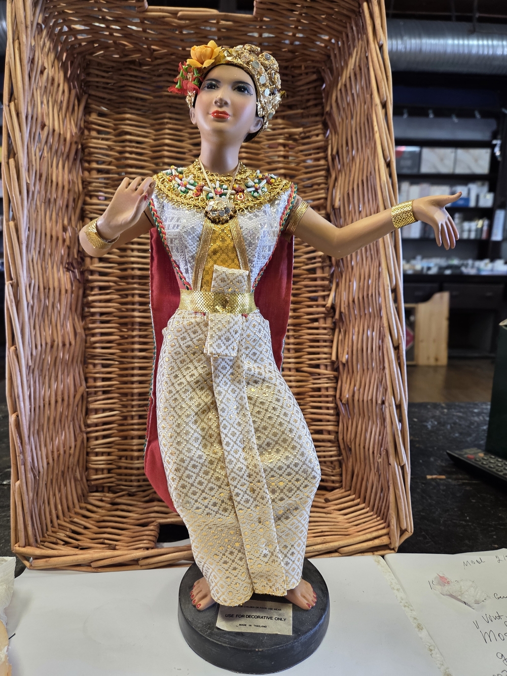 Traditional Gold and Red Women's CHUT THAI GARMENTS with Ornate Embellishment